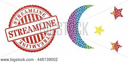 Night Moon Sky Composition Icon Of Circle Elements In Different Sizes And Spectrum Colored Color Tin