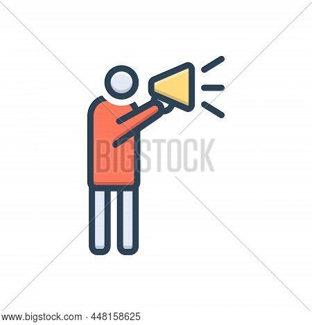Color Illustration Icon For Ambassador Envoy Pursuivant Diplomat Advertisement Megaphone