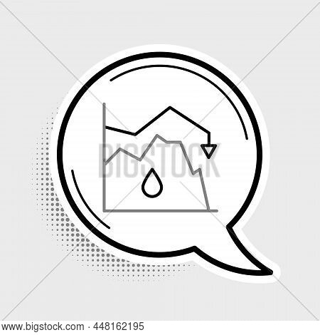 Line Drop In Crude Oil Price Icon Isolated On Grey Background. Oil Industry Crisis Concept. Colorful