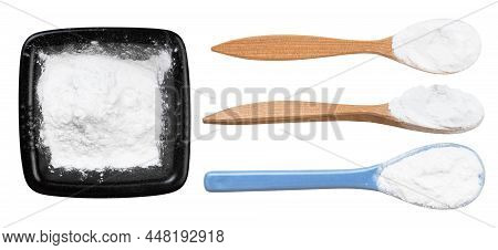 Set Of Potato Starch Isolated On White Background