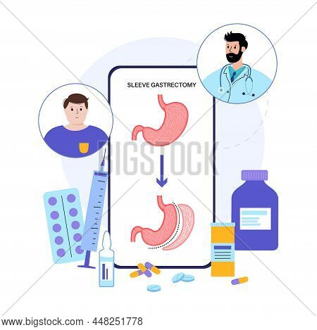 Vertical Sleeve Gastrectomy. Online Consultation On Phone. Stomach Surgery, Weight Loss Gastric Proc
