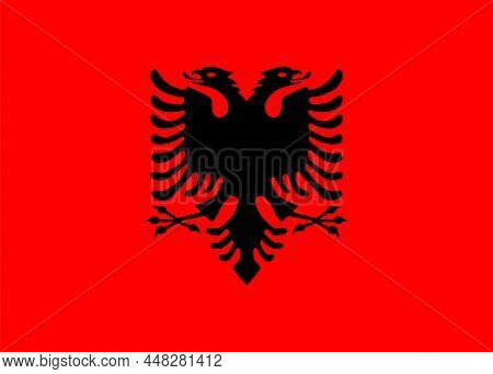 Flag Of Albania. Albanian Country Sign. Flat Style.