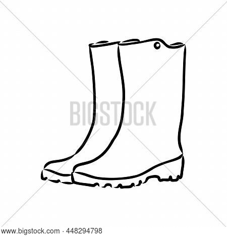 Rubber Boots Isolated On A White Background. Autumn Shoes For Walking In Puddles. Water-resistant Bo