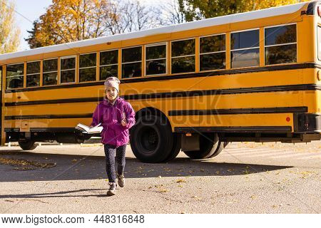 Nine Years Old Girl Student At School