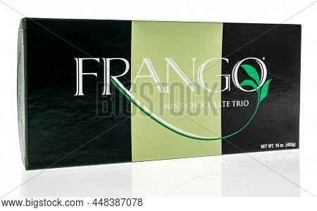 Winneconne, Wi -23 January 2021: A Package Of Frango Mint Chocolate Trio Treats On An Isolated Backg