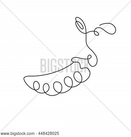 Peas Black Contour Continuous Line. On A White Background
