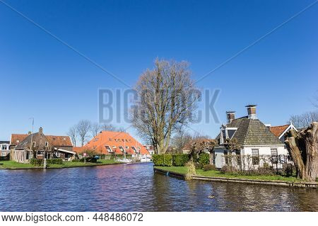 Historic Houses At The Central Canal Of Heeg, Netherlands