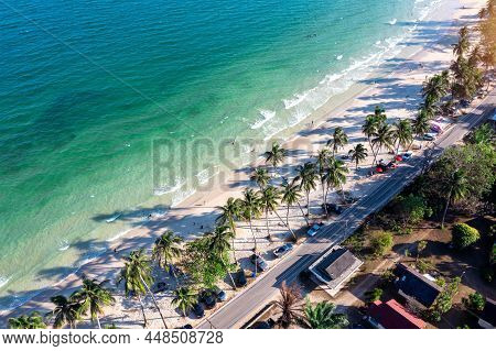 Aerial View Of Thungwualaen Beach In Chum Phon, Thailand.