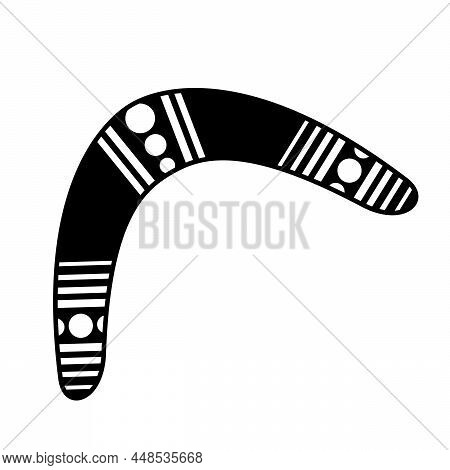 Traditional Wooden Boomerang Icon Isolated On White Background. Australian Native Hunting And Sport 