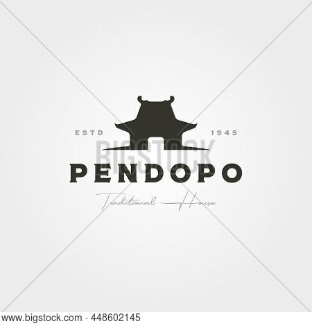 Pendopo Traditional House Of Java Logo Vector Vintage Symbol Illustration Design
