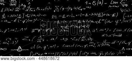 Scientific Vector Seamless Pattern With Physical Formulas. Endless Math Texture