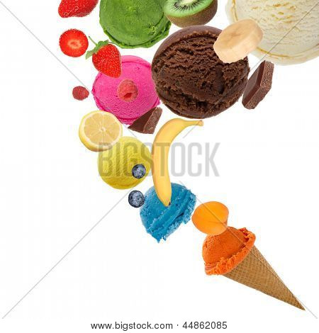 Palline di gelato in movimento