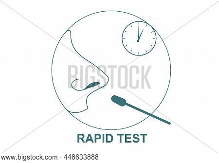 Nose Test For Covid-19. Simple Icon, Linear Style.laboratory Analysis Of A Nasal Swab.diagnosis Or D