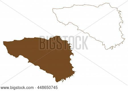 Tenedos Island (republic Of Turkey) Map Vector Illustration, Scribble Sketch Bozcaada Map