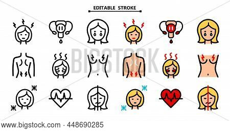 Menopause Flat Icons Set