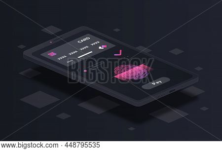 Mobile Contactless Payments Abstract Concept. Cashless Payment Using Smartphone And Digital Bank Car