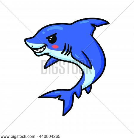 Vector Illustration Of Cute Little Shark Cartoon Posing