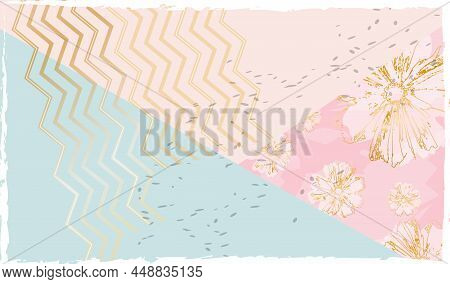 Luxury Beauty Background Elegant Pink Blue Gold Line And Flower Background Theme Of Spring Summer Ho