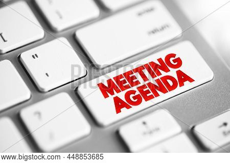 Meeting Agenda Text Button On Keyboard, Concept Background