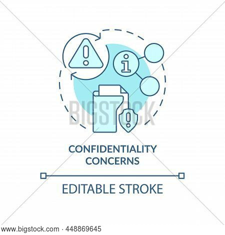 Confidentiality Concerns Turquoise Concept Icon. Data Safety Issues. Ucaas Risks Abstract Idea Thin 