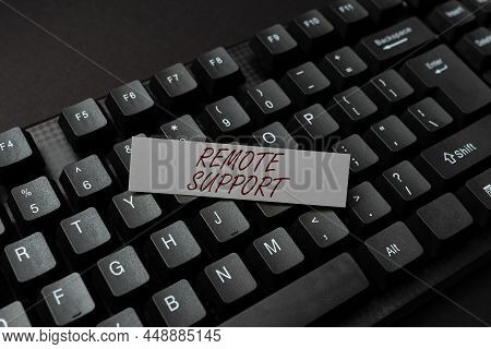 Text Sign Showing Remote Support. Business Overview Help Endusers To Solve Computer Problems And Iss
