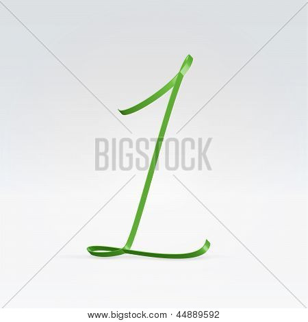 Carattere tipografico sottile nastro di raso verde