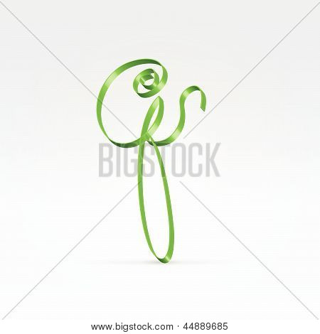 Carattere tipografico sottile nastro di raso verde