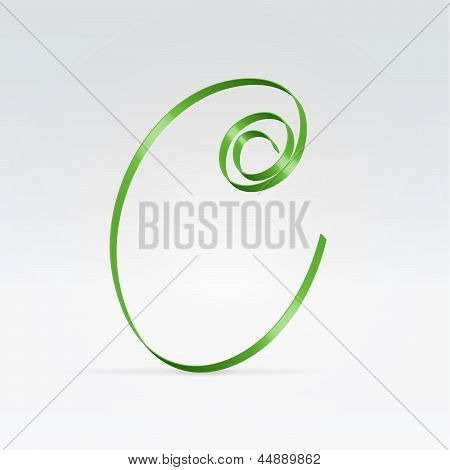 Carattere tipografico sottile nastro di raso verde