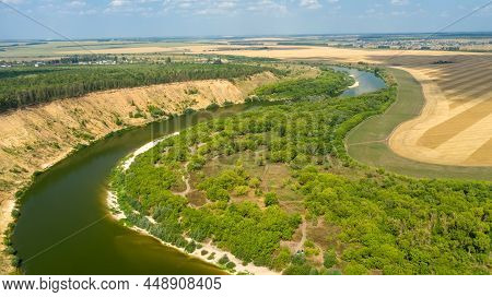 The Tract Krivobor'ye The Steep Wooded Sandy Slopes Of The Don River. A Steep Sandy Cliff Overgrown 