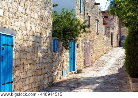 Stone Paved Street Of Traditional Village, Cyprus