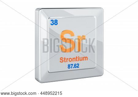 Strontium Sr, Chemical Element Sign. 3d Rendering Isolated On White Background