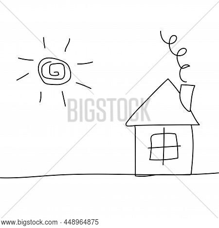 House Exterior. Real Estate Vector Concept. House With A Chimney. Vector Illustration. Stock Image.