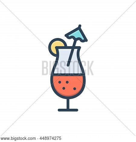 Color Illustration Icon For Beverages Quencher Drink Tipple Cocktail Mock-tail Juice