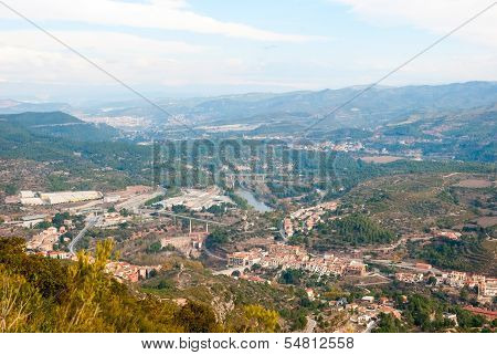 Monistrol De Montserrat The Village Under Monastery, Spain