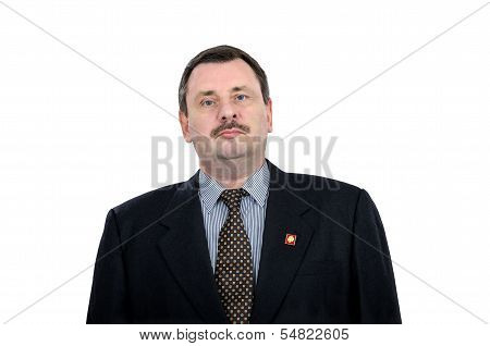 Mature Communist With Lenin Pin