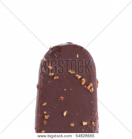 Top chocolate-coated blocks of ice cream on stick.