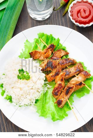 Grilled marinated pork with rice