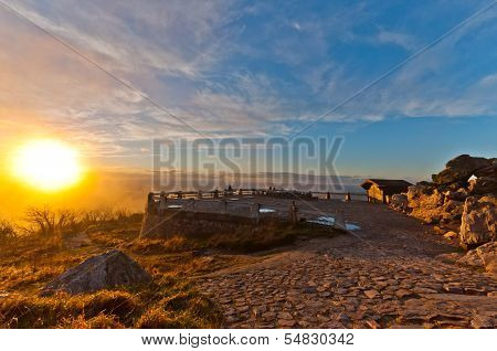Autumn Sunset Over Hill