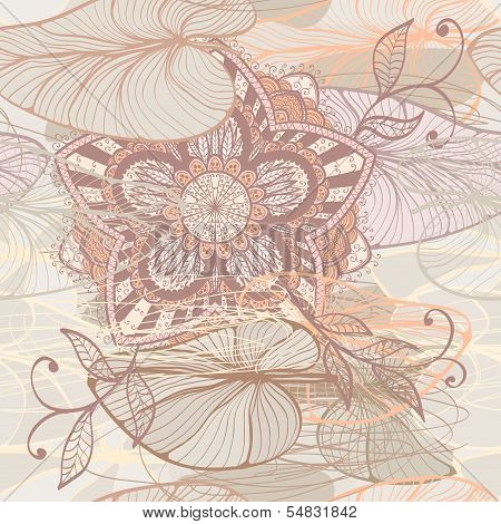 Seamless Elegant Soft Floral Pattern With Water Lilys