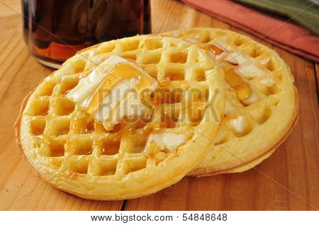 Waffles With Maple Syrup And Butter