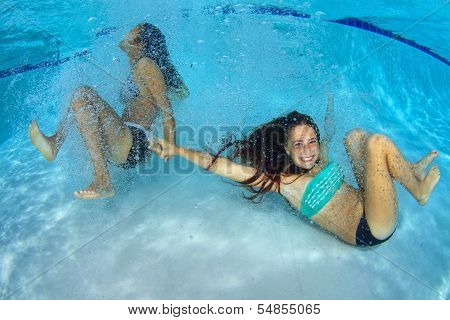 Girls Playing Underwater