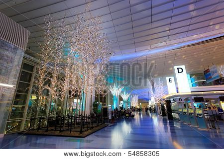 Lights are decorated at Haneda airport preparing for the coming Christmas