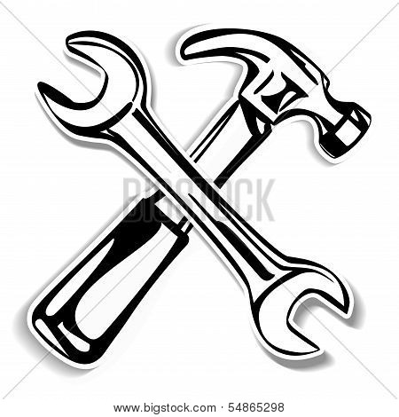 hammer and wrench icon. vector illustration