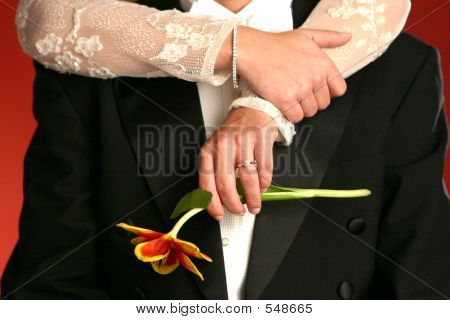 Brud-gommen og blomst
