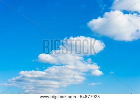 Cottony Cloud And Blue Sky On A Sunny Day