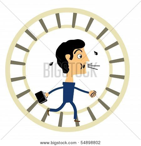 Businessman in a hamster wheel