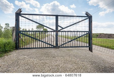 Iron Gate On A Dutch Dike
