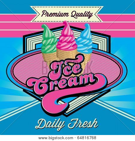 Vintage Background With Ice Cream And Inscriptions