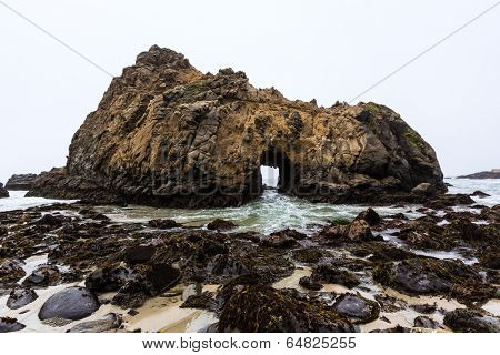California Pfeiffer Beach in Big Sur State Park rocks and waves