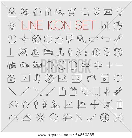 Big modern Vector thin line icon collection